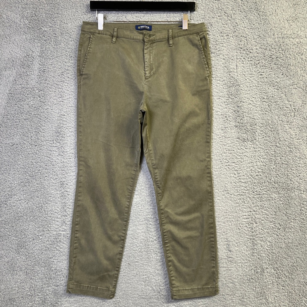 Nautica Ankle Trousers Pants Women 8/29 Olive Green Utility Chino Military